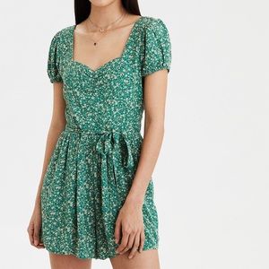 American Eagle Green Floral Romper